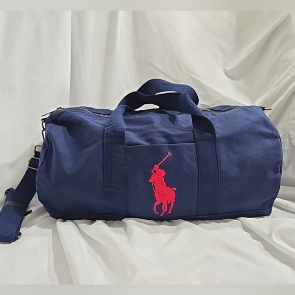 NWT Polo Ralph Lauren Cotton Canvas Duffle Bag Big Pony Unisex - Picture 1 of 9
